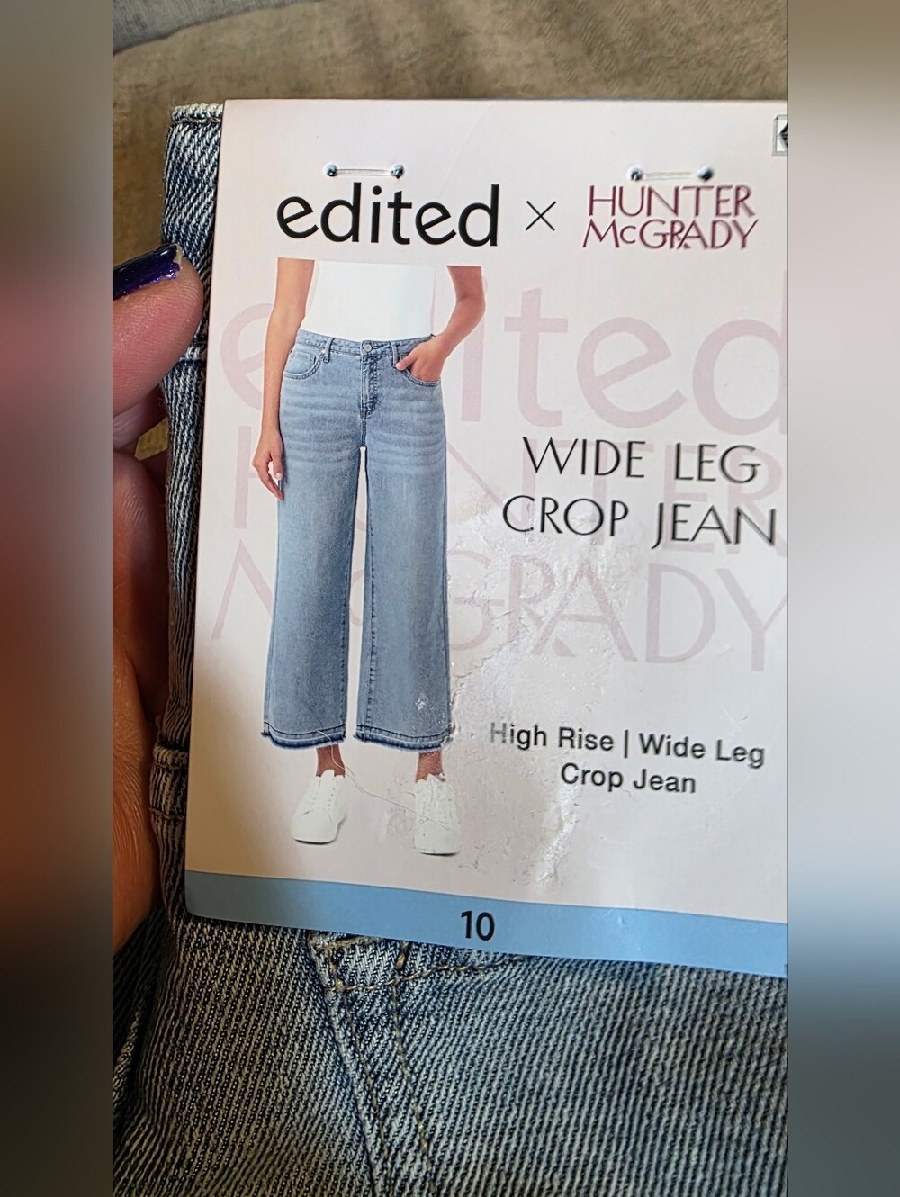Edited x Hunter McGrady Soft Wide Leg Crop Jeans High Rise Womens 10 Light Denim
